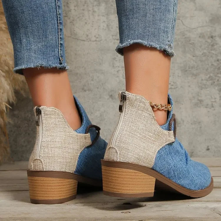 Stivali da donna con tacco largo intrecciato chic: comfort per tutto il giorno
