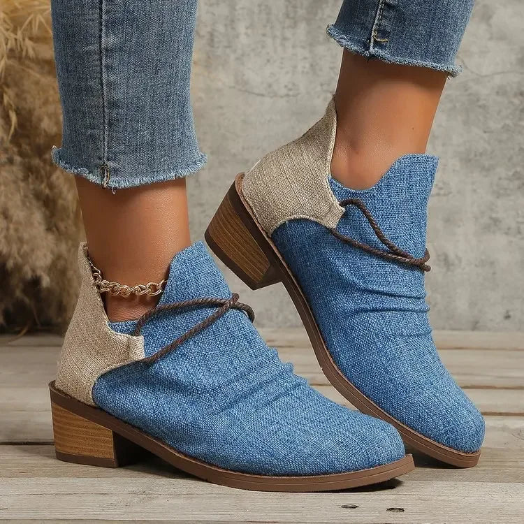 Stivali da donna con tacco largo intrecciato chic: comfort per tutto il giorno