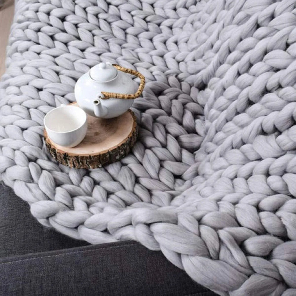 Chunky Knit Blanket – Coperta in maglia grossa – Morbida e calda – Perfetta per divano e letto