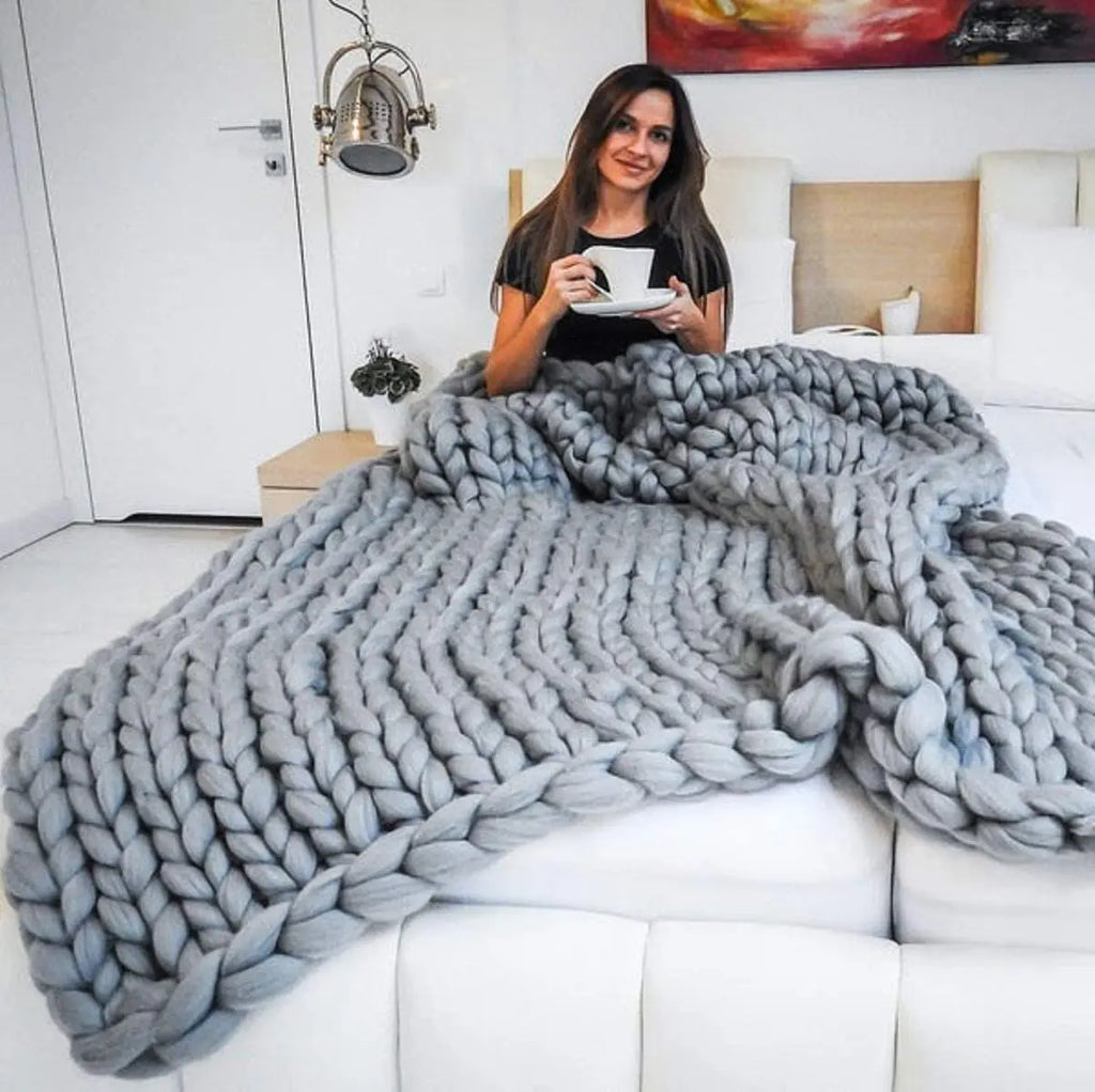 Chunky Knit Blanket – Coperta in maglia grossa – Morbida e calda – Perfetta per divano e letto