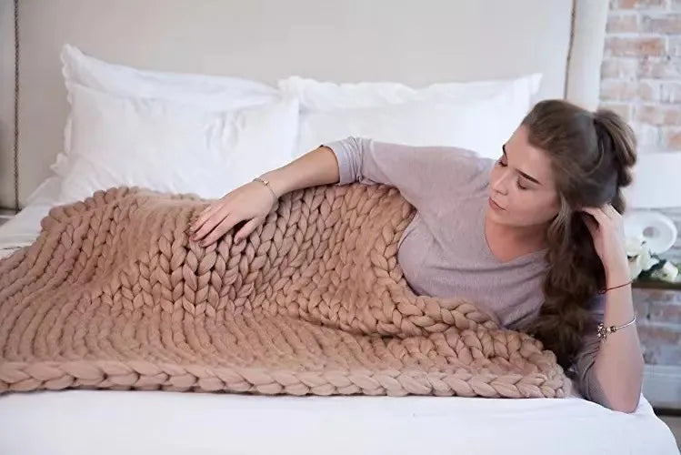 Chunky Knit Blanket – Coperta in maglia grossa – Morbida e calda – Perfetta per divano e letto