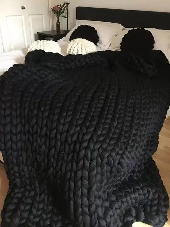 Chunky Knit Blanket – Coperta in maglia grossa – Morbida e calda – Perfetta per divano e letto