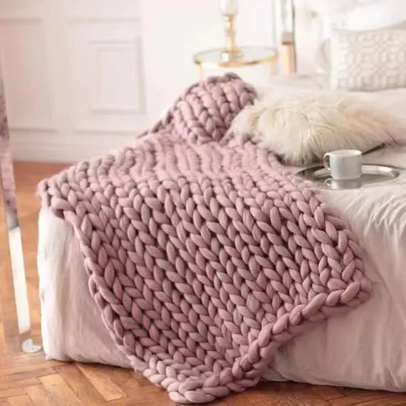 Chunky Knit Blanket – Coperta in maglia grossa – Morbida e calda – Perfetta per divano e letto