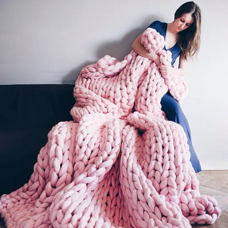 Chunky Knit Blanket – Coperta in maglia grossa – Morbida e calda – Perfetta per divano e letto