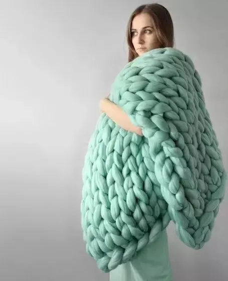 Chunky Knit Blanket – Coperta in maglia grossa – Morbida e calda – Perfetta per divano e letto