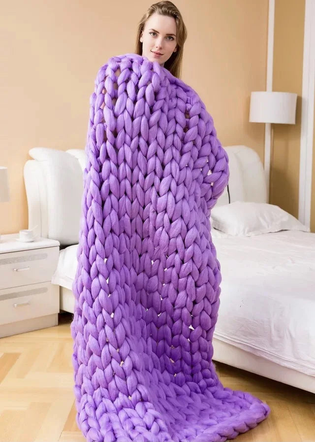 Chunky Knit Blanket – Coperta in maglia grossa – Morbida e calda – Perfetta per divano e letto