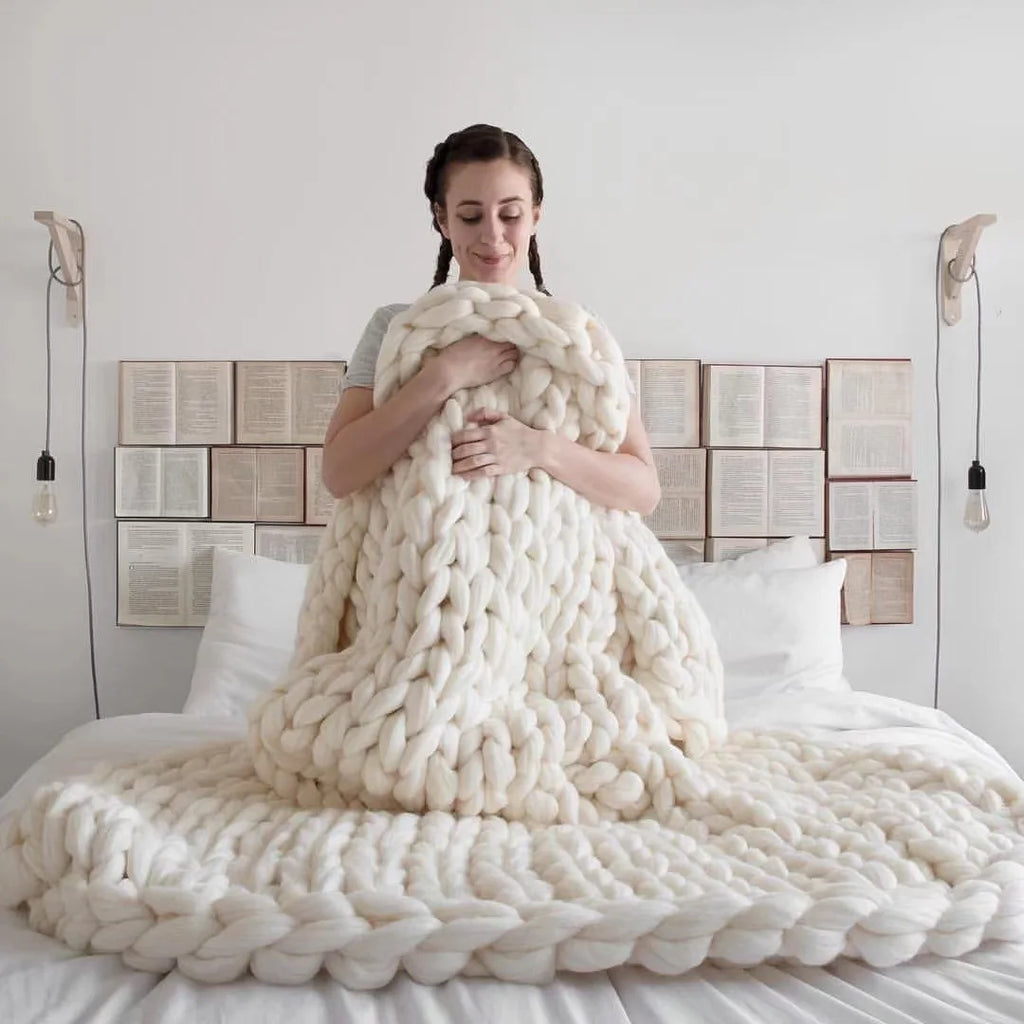 Chunky Knit Blanket – Coperta in maglia grossa – Morbida e calda – Perfetta per divano e letto