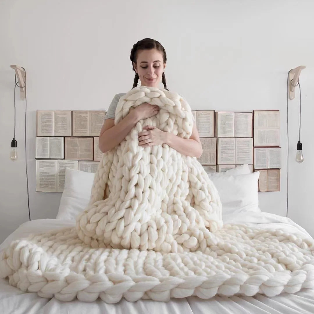 Chunky Knit Blanket – Coperta in maglia grossa – Morbida e calda – Perfetta per divano e letto