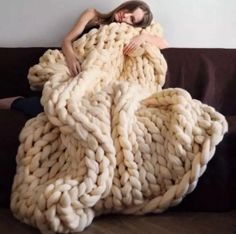 Chunky Knit Blanket – Coperta in maglia grossa – Morbida e calda – Perfetta per divano e letto