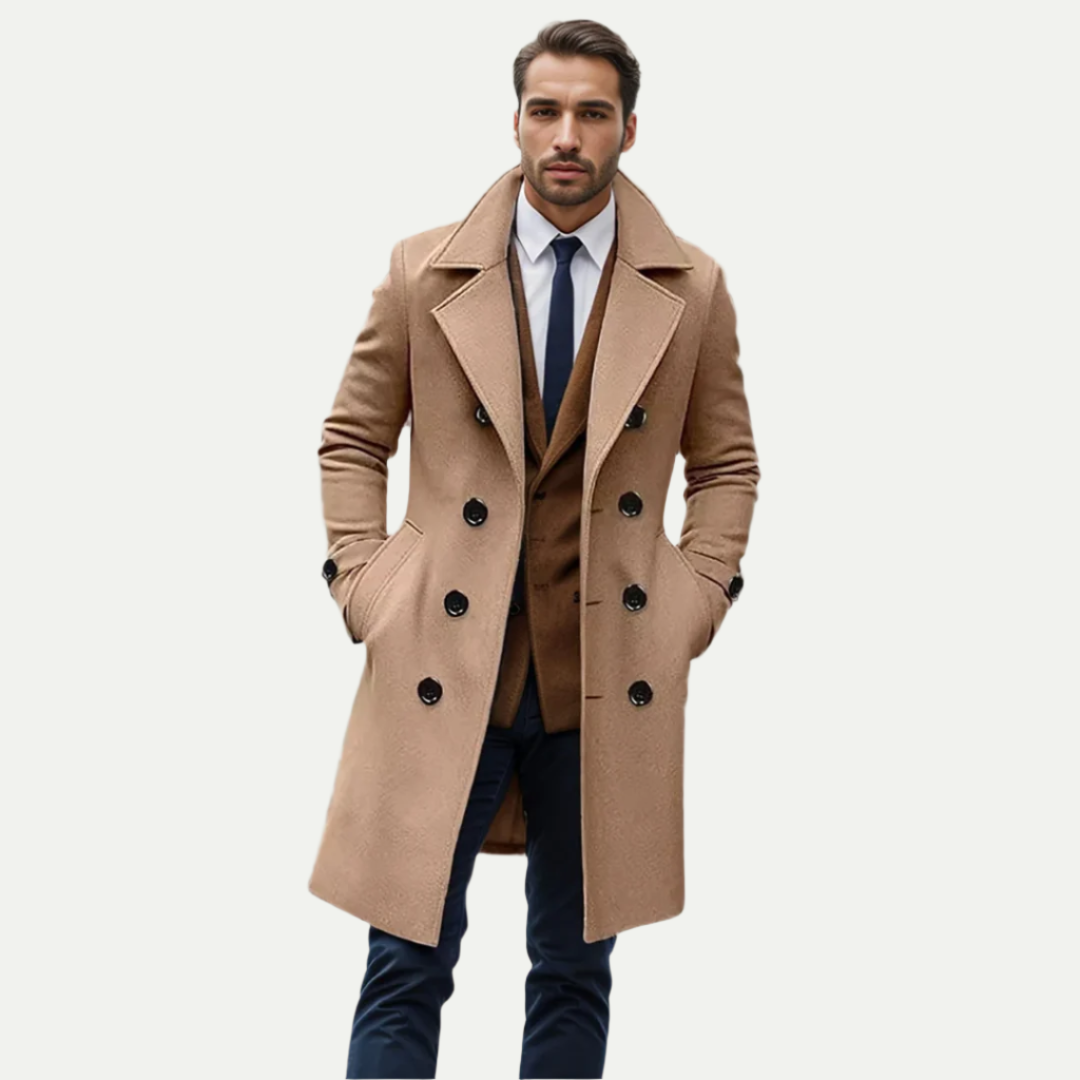 Trench classico doppiopetto lungo da uomo
