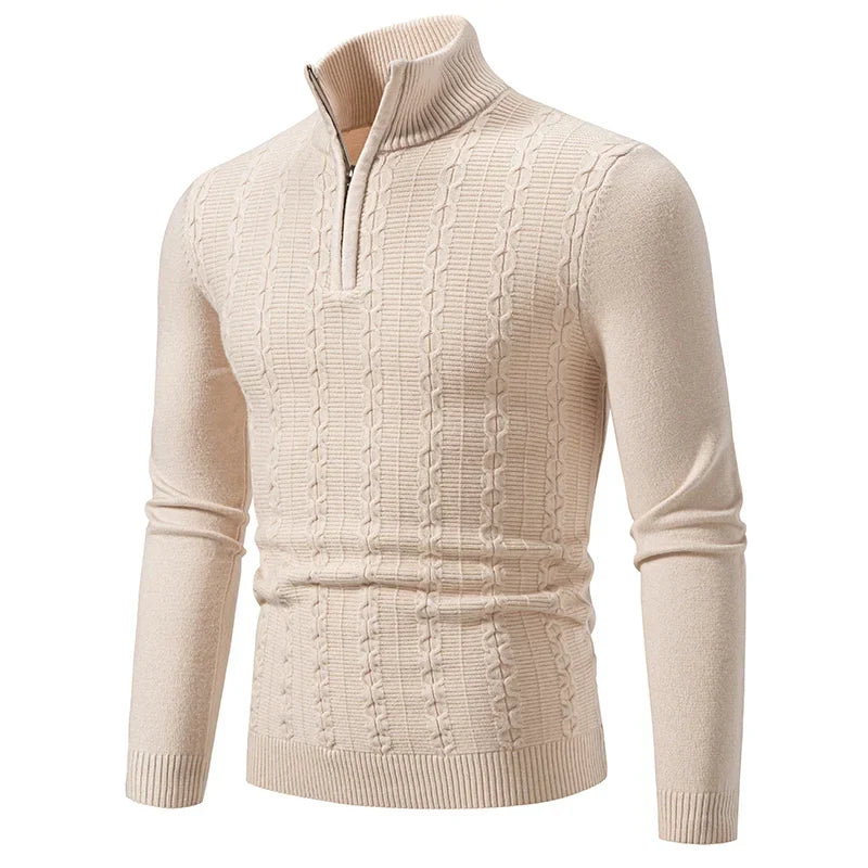 Maglione classico da uomo con zip a un quarto per strati e stile