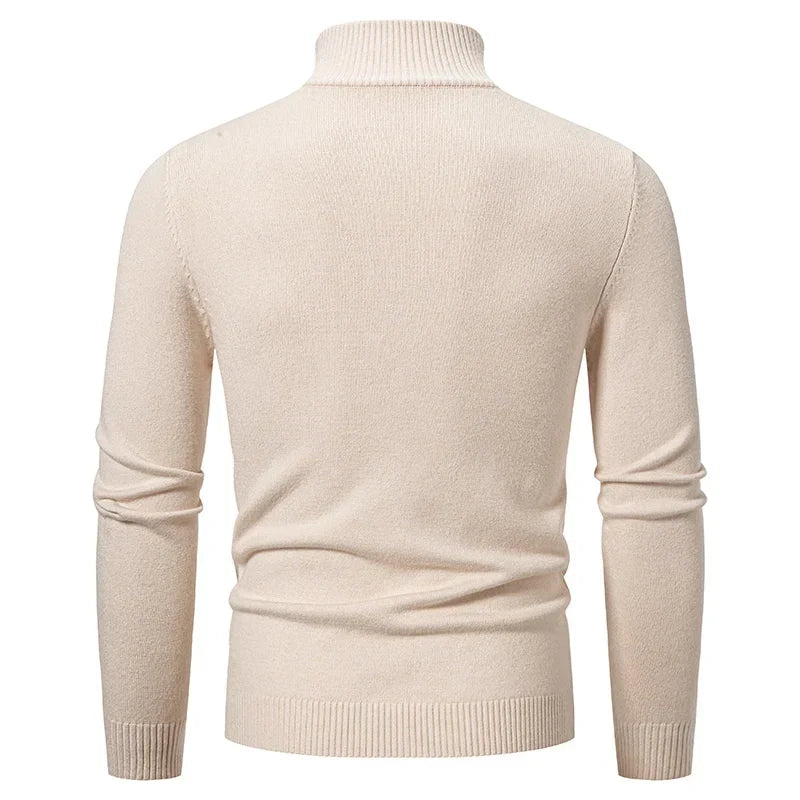 Maglione classico da uomo con zip a un quarto per strati e stile