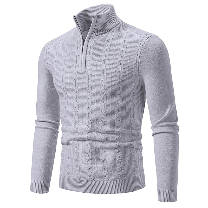 Maglione classico da uomo con zip a un quarto per strati e stile
