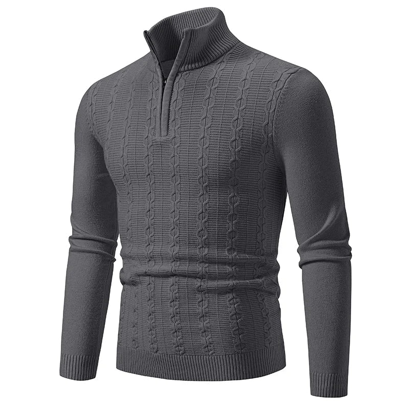 Maglione classico da uomo con zip a un quarto per strati e stile