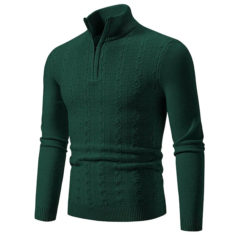Maglione classico da uomo con zip a un quarto per strati e stile