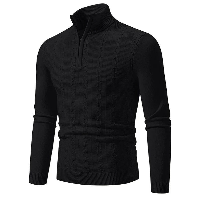 Maglione classico da uomo con zip a un quarto per strati e stile