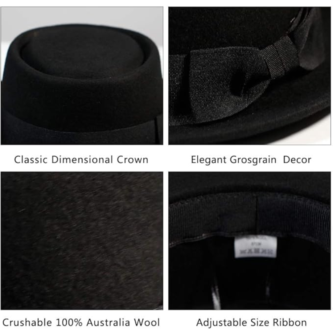 Cappello Fedora unisex in feltro di lana Pork Pie