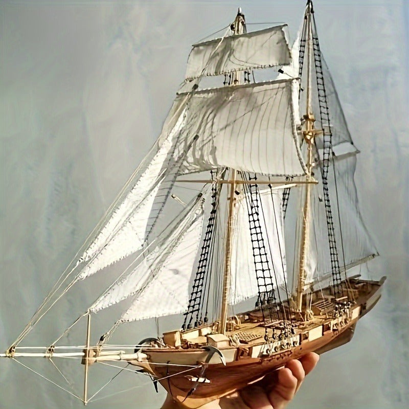 Modello classico di barca a vela in legno | Puzzle 3D dettagliato per gli appassionati di barche