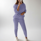 Set da donna con top e pantaloni da lounge lavorati a maglia