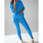 Set da donna con top e pantaloni da lounge lavorati a maglia