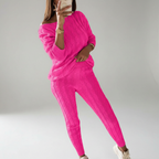 Set da donna con top e pantaloni da lounge lavorati a maglia