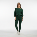 Set da donna con top e pantaloni da lounge lavorati a maglia
