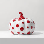 Decorazione di zucca in resina a pois | Set di ornamenti autunnali lucidi | Finitura scolpita durevole | Fascino di zucca
