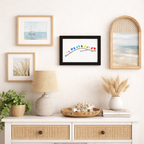 Cornice da parete con arte marina Uccelli in vetro mare su legno galleggiante