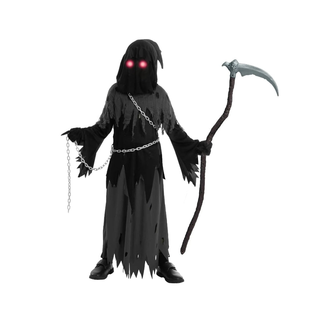 Costume di Halloween per bambini Spettro Incappucciato con Mantello e Occhi Luminosi