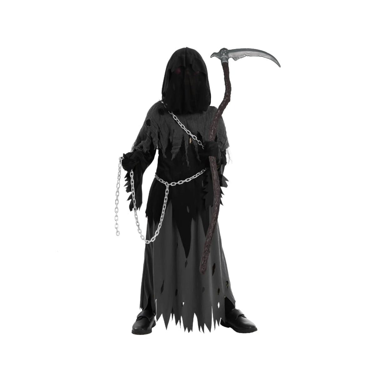 Costume di Halloween per bambini Spettro Incappucciato con Mantello e Occhi Luminosi