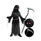 Costume di Halloween per bambini Spettro Incappucciato con Mantello e Occhi Luminosi