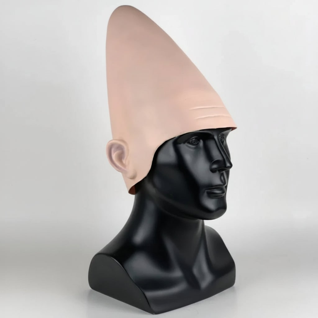 Maschera per costume di Halloween Testa di cono aliena con fronte modellata e orecchie integrate Giorno dei morti