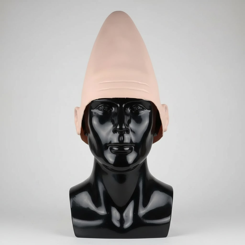 Maschera per costume di Halloween Testa di cono aliena con fronte modellata e orecchie integrate Giorno dei morti
