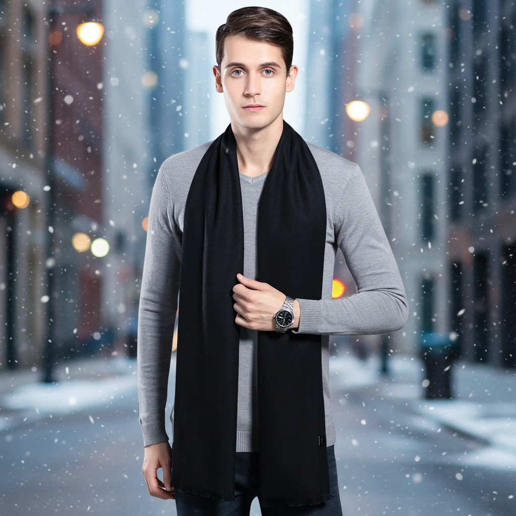 Sciarpa lunga unisex in pregiato cashmere