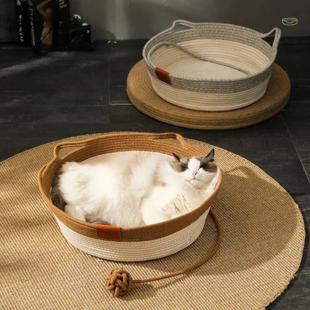 Cuccia per gatti in corda di cotone intrecciata a mano – DreamNest