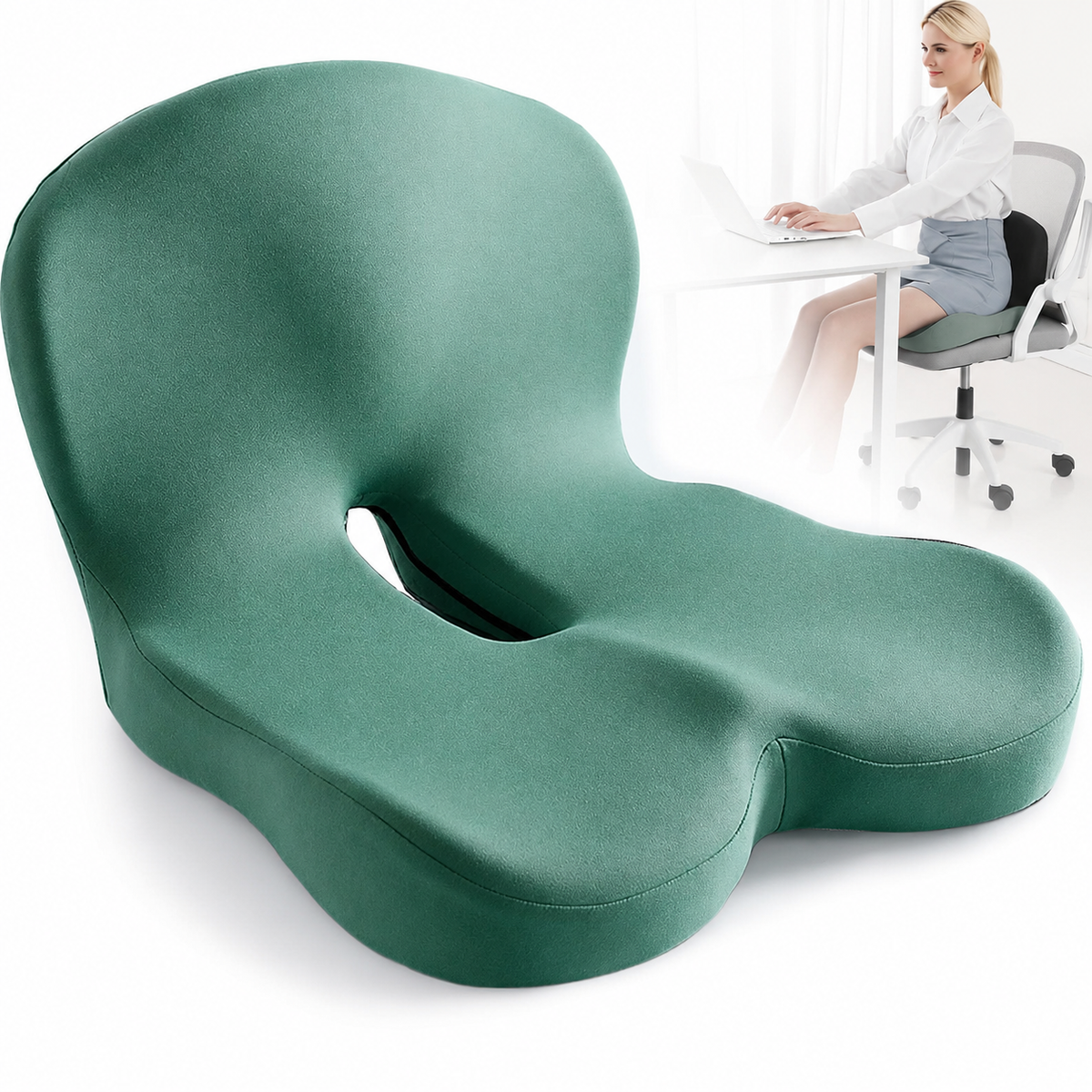 Cuscino per seduta | Cuscino ergonomico in memory foam | Allevia la pressione e antiscivolo | ErgoComfort