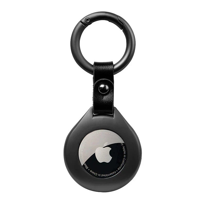 Custodia protettiva in pelle di alta qualità con ciondolo in metallo per Apple Airtags