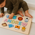 Puzzle con nome in legno personalizzato unisex per bambini