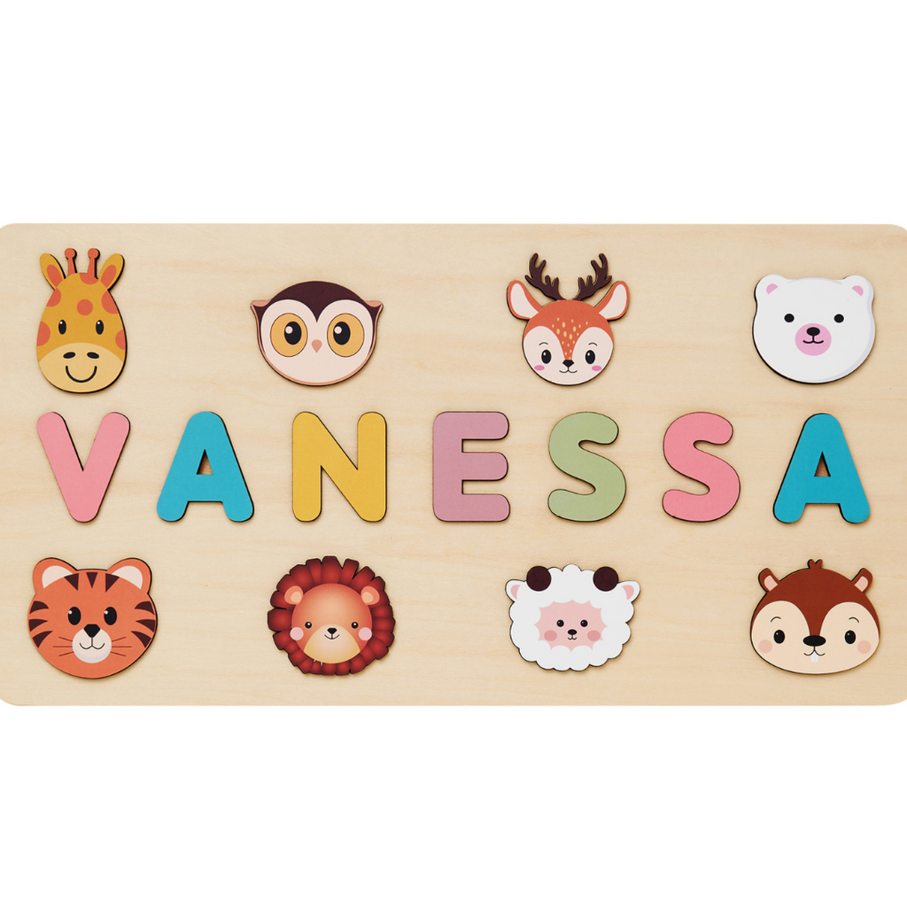 Puzzle con nome in legno personalizzato unisex per bambini