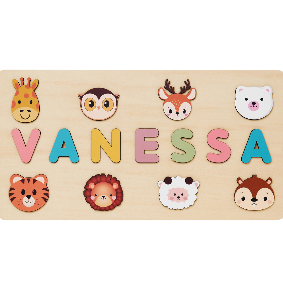 Puzzle con nome in legno personalizzato unisex per bambini
