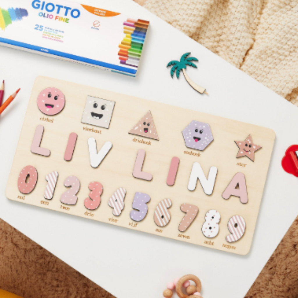 Puzzle con nome in legno personalizzato unisex per bambini