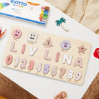 Puzzle con nome in legno personalizzato unisex per bambini