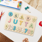 Puzzle con nome in legno personalizzato unisex per bambini