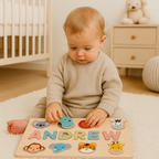 Puzzle con nome in legno personalizzato unisex per bambini