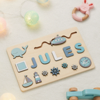 Puzzle con nome in legno personalizzato unisex per bambini