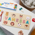Puzzle con nome in legno personalizzato unisex per bambini