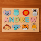 Puzzle con nome in legno personalizzato unisex per bambini