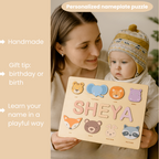 Puzzle con nome in legno personalizzato unisex per bambini