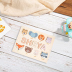 Puzzle con nome in legno personalizzato unisex per bambini