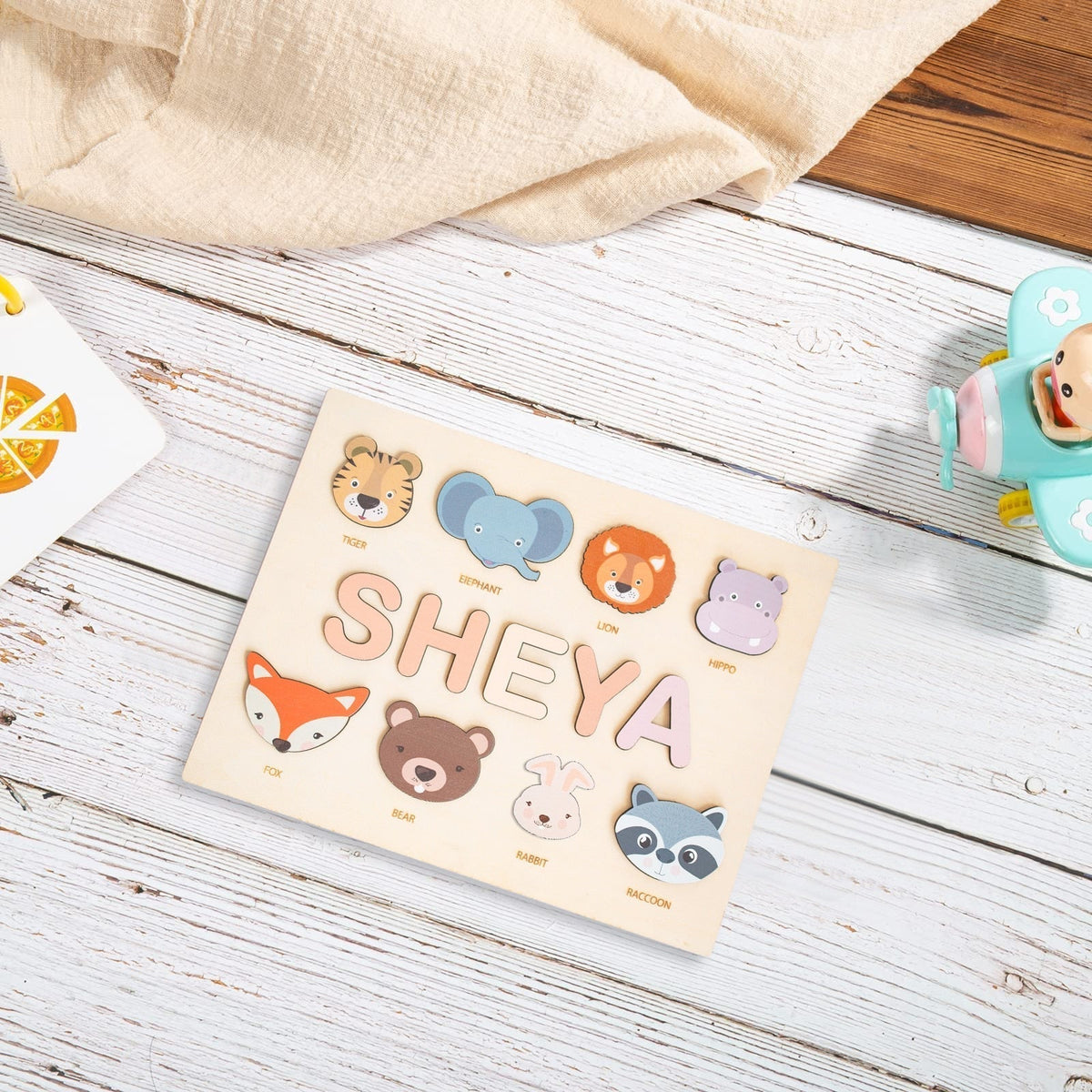 Puzzle con nome in legno personalizzato unisex per bambini